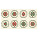 A dotted cream christmas panel with decorated snowflakes, swirls, and wreaths. 