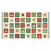  A cream christmas panel with stars, bells, bows, ornaments, presents and holly sprigs. 