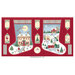Stockings project panel featuring country cottages decorated for the holidays.