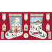 Stockings project panel featuring country cottages decorated for the holidays.