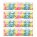 white fabric featuring florals in a gradient of rainbow colors.