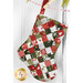 A close up of one of the tiny stockings, hung from a line of string and clipped with a clothespin.