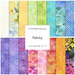 A collage of fabrics included in the Felicity collection with pinks, purples, blues, greens, and yellows with a floral theme.