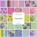 Collage of fabrics in the collection in bright purple, green, and aquamarine with marine-life motifs