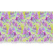 A full repeat of the fabric. A pastel purple fabric with seahorses, underwater snakes, and salmon pink fish in a colorful, green and aquamarine coral reef