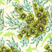white fabric with a lime green and aqua damask pattern made from ocean life, and lime green hammerhead sharks 