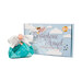 The completed birthstone angel next to a sky blue box that says "Birthstone Angel Pincushion Kit"