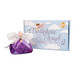 The completed birthstone angel next to a sky blue box that says "Birthstone Angel Pincushion Kit"