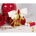 Image of the back of the angel, showing gold ribbons with color coordinated sewing clips