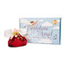 The completed birthstone angel next to a sky blue box that says "Birthstone Angel Pincushion Kit"