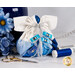 Image of the back of the angel, showing silver ribbons with color coordinated sewing clips