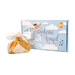 The completed birthstone angel next to a sky blue box that says "Birthstone Angel Pincushion Kit"