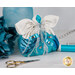Image of the back of the angel, showing silver ribbons with color coordinated sewing clips