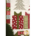 A super close up on one of the present and tree blocks, showing fabric color and print details as well as topstitching effects.