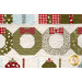 A close up on the row of wreath blocks, showing fabric color and print details as well as topstitching effects.