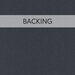 A swatch of dark navy fabric with a tonal woven texture. A banner at the top reads "Backing".