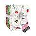 Fabric bundle titled Snow Time from Moda Fabrics, featuring red, white, and green fabrics with a Christmas theme.