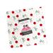 A square bundle of red, white, and green Christmas themed fabric, labeled Moda Fabrics.