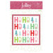 The front of the Jollity Quilt Pattern featuring a pattern of large letters, trees, and gifts.
