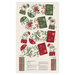 Beige project panel with one large and one small red stocking featuring a cardinal, and one large and one small green stocking featuring a finch with instructions at the bottom