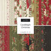 A collection of fabric squares in red, green, and white patterns titled Candlelight Christmas.