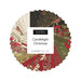 A circular arrangement of fabric swatches in red, green, cream, and black labeled Candlelight Christmas.