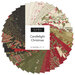 A circular arrangement of 42 fabric squares in holiday colors and patterns, labeled Candlelight Christmas.