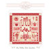 Front of Petals and Polka Dots BOM Quilt pattern depicting a digital example of the finished quilt featuring a cottage, birdhouse, and floral motifs
