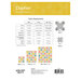 Back of Daphne Quilt pattern showing project sizes and requirements