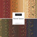 Two rows of patterned fabric swatches with an autumn theme, labeled Flannel Season from Moda Fabrics.