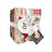 Fabric bundle titled Holiday Cheer from Moda Fabrics, featuring tan, red, green, and black fabrics with a Christmas theme.