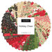 A collage of fabric swatches in tan, green, red, and black in a circular pattern, labeled Holiday Cheer from Moda Fabrics.