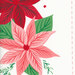 an 8x8 swatch of the panel featuring red and pink poinsettia blooms with green leaves and pine sprigs on a white background with a red dashed cutline