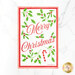 Festive tea towel with holly, candy cane, and “Merry Christmas” text.
