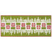 The completed Christmas Village Runner, colored in bright green, white, and red fabrics from the Buon Natalie collection by Moda Fabrics, isolated on a white background.