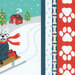 an 8x8 swatch of the panel featuring a red house and a white terrier sledding with pawprint and dog bog borders