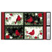 Panel project fabric featuring red cardinals, poinsettias, and holly in four styles of placemats.