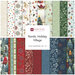 A collection of festive fabric patterns featuring snowflakes, reindeer, and holiday motifs, titled Nordic Holiday Village.