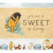 A super close up on one of the panel blocks, featuring pooh bear with a honey pot on his head and the text, "you are as sweet as honey."