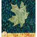 A super close up on one of the green appliqué leaves, demonstrating fabric colors, prints, and top stitching details.