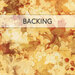 A swatch of pale yellow fabric with mottled orange leaf silhouettes. A transparent banner at the top reads 