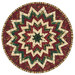 The completed Folded Star Table Topper, colored in red, green and cream fabrics from the Stof Christmas 2025 collection, isolated on a white background.