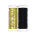 Two spools of thread in black and metallic gold isolated on a white background.