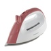 The red and white steam iron, isolated on a white background.