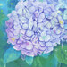 An 8x8 image swatch of the panel featuring a purple hued hydrangea on a green and teal watercolor background