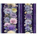 Watercolor border fabric featuring large wildflower blooms on purple fabric.