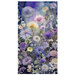 Watercolor panel fabric featuring large wildflower blooms on a mottled purple background.
