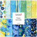 A fabric collage featuring blue and yellow fabric from the collection Poppy Serenade by Timeless Treasures Fabrics. 