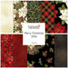 A collage of fabrics included in the Merry Christmas 2026 collection with cream, black, and red fabrics with a holiday theme.