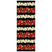 Black border print fabric featuring alternating garlands of red and white poinsettias.